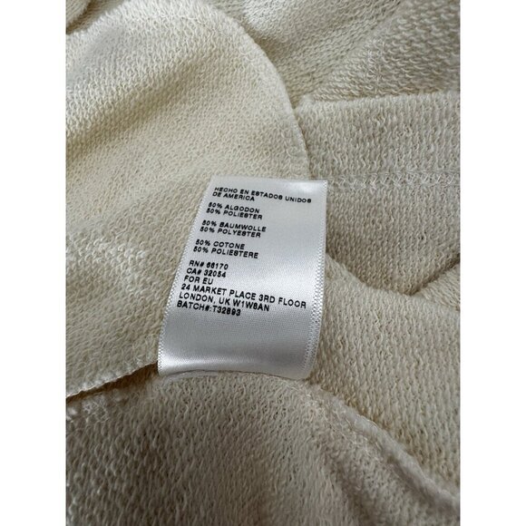 BDG Ivory Hooded Cardigan S Open Front Soft Cozy Minimalist Coastal Layer - Picture 8 of 10